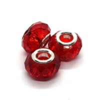 Perle à facettes style Pandora rouge