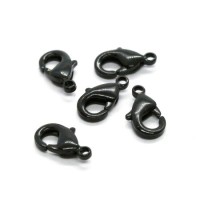 Fermoir mousqueton 10mm laqué noir jet