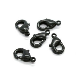 Fermoir mousqueton 10mm laqué noir jet