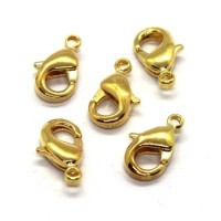 Fermoir mousqueton 12mm doré x5