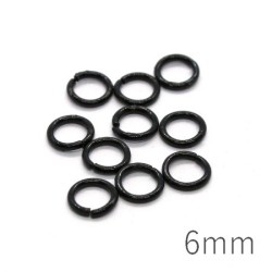 Anneaux brisés 6mm laqués noir x10