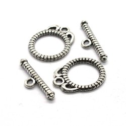 Fermoirs toggle argent vieilli 14mm arceaux