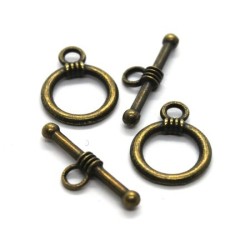 2 petits fermoirs toggle bronze 12mm