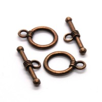 2 petits fermoirs toggle cuivre 12mm