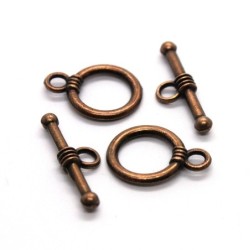 2 petits fermoirs toggle cuivre 12mm