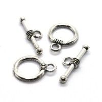 2 petits fermoirs toggle argent vieilli 12mm