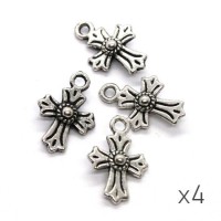 Breloques croix argent vieilli 17mm x4