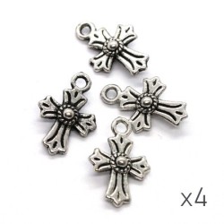 Breloques croix argent vieilli 17mm x4