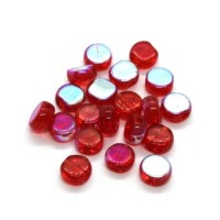 Perles palets en verre 6mm rouge AB x20