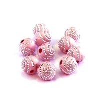 Perle acrylique motif spirale rose x20