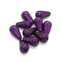 10 perles magiques goutte 10mm violet foncé