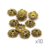 Perles coupelles 8mm en métal doré vieilli x10