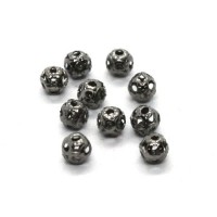 Perles filigrane rondes en métal 4mm gunmetal