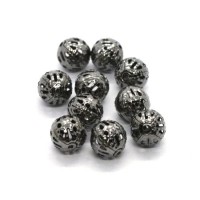 Perles filigrane rondes en métal 8mm gunmetal