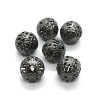 Perles filigrane rondes en métal 10mm gunmetal