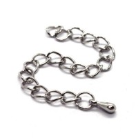 Chainettes d'extension 70mm vieil argent x5