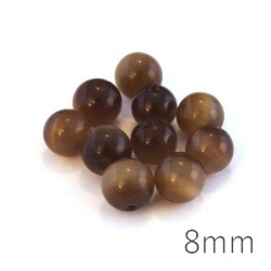 Perle oeil de chat 8mm caramel x10
