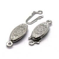 4 Fermoirs cliquet navette vieil argent 20x7mm