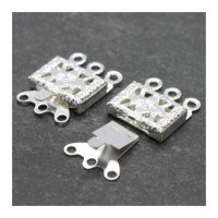 2 Fermoirs cliquet 3 rangs argentés