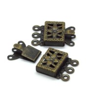 2 Fermoirs cliquet 3 rangs bronze