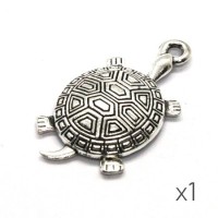 Breloque tortue de mer 34mm argent vieilli