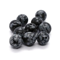 10 Perles obsidienne mouchetée flocon de neige 8mm