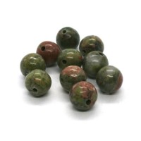 10 Perles rondes en unakite 8mm
