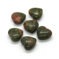 3 Perles coeur en unakite 10mm