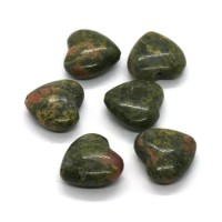 3 Perles coeur en unakite 12mm