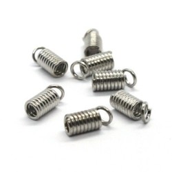 10 Embouts ressort vieil argent pour lacets et cordons