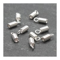 10 Embouts ressort argentés 3x8mm pour lacets et cordons