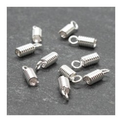 10 Embouts ressort argentés 3x8mm pour lacets et cordons