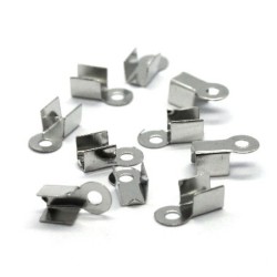50 Embouts pince lacets 8,5x4mm vieil argent
