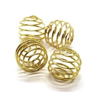 4 Cages à perle 15mm dorées