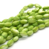 15 Perles en coquillage grain de riz 9mm vert clair