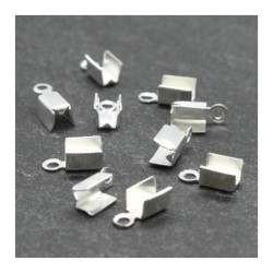 50 Embouts pince lacets argentés 8x3mm