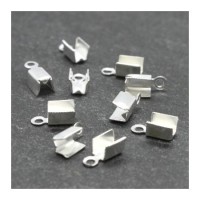 10 Embouts pince lacets argentés 8x3mm