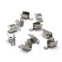 10 Embouts pince lacets vieil argent 8x3mm