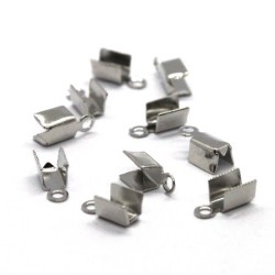 10 Embouts pince lacets vieil argent 8x3mm