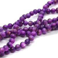 25 Perles rondes en coquillage 4mm mauve