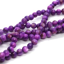 25 Perles rondes en coquillage 4mm mauve