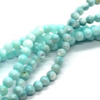25 Perles rondes 4mm en coquillage turquoise clair