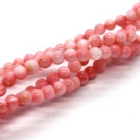 25 Perles rondes en coquillage 4mm rose