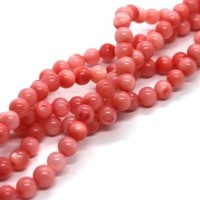 25 Perles rondes en coquillage 4mm rose saumon
