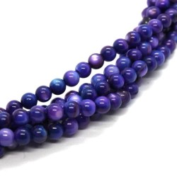 25 Perles rondes en coquillage 4mm indigo