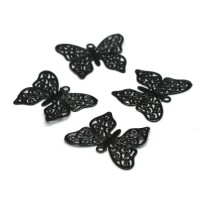 4 Breloques estampes filigrane papillon noir