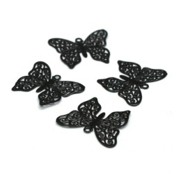 4 Breloques estampes filigrane papillon noir