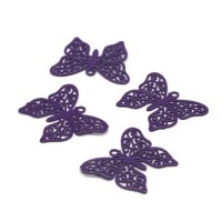 4 Breloques estampes filigrane papillon violet