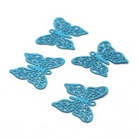 4 Breloques estampes filigrane papillon turquoise