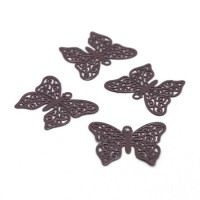 4 Breloques estampes filigrane papillon brun